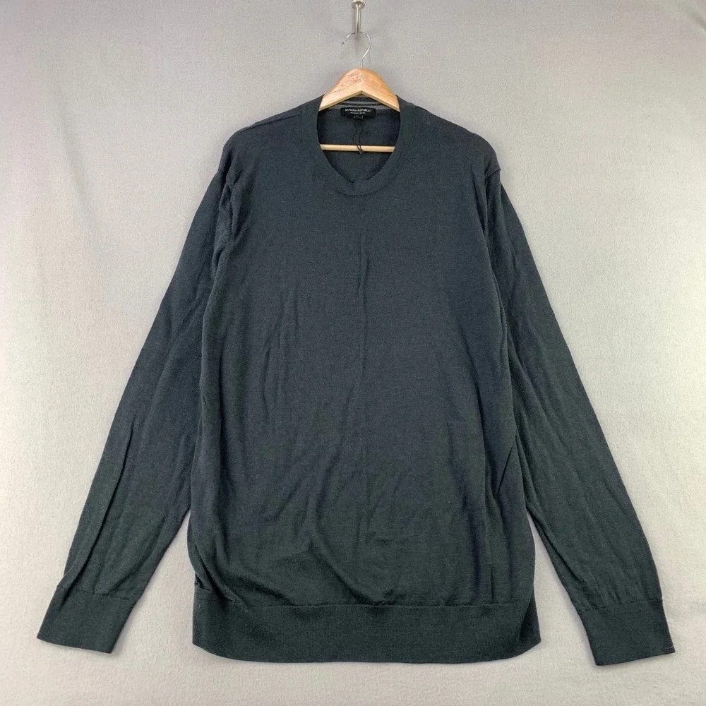 Banana Republic Merino Wool Sweater Mens XXL Charcoal Grey Long Sleeve Solid